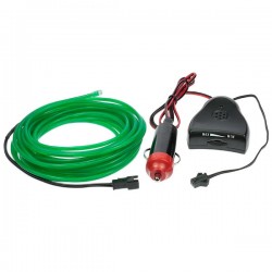 Néon flexible tuning auto vert + capteur de son - 5m - diam. 3mm