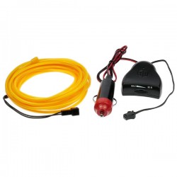 Néon flexible tuning auto jaune + capteur de son - 5m - diam. 3mm