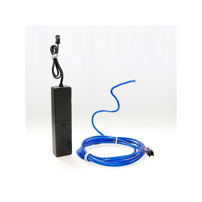 Bendable el wire 2m blue battery-operated with sound sensor
