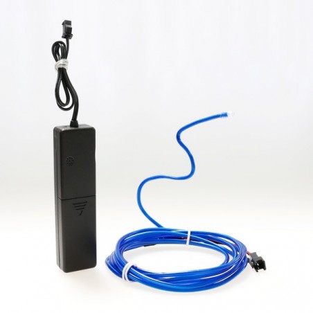 Bendable el wire 2m blue battery-operated with sound sensor