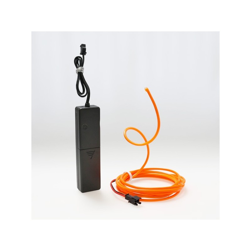 Bendable el wire 2m battery-operated orange with sound sensor
