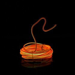 Flexible Neonschnur 2m orange batteriebetrieben mit Tonabnehmer