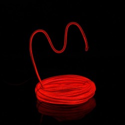 Cable luminoso moldeable 2 m rojo a pilas con sensor de sonido