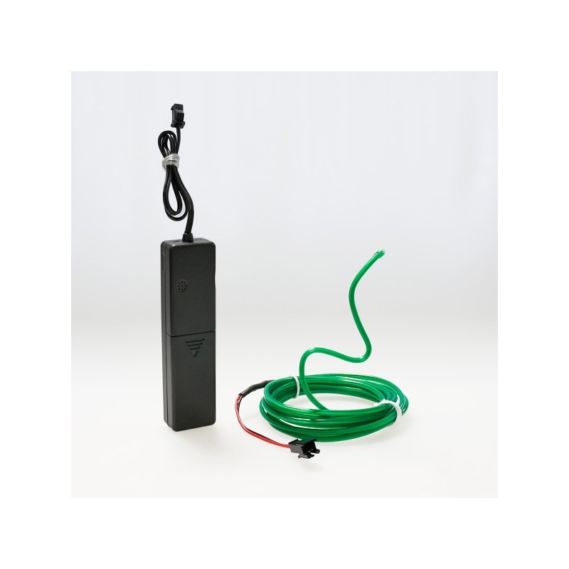 Bendable el wire 2m green battery-operated with sound sensor
