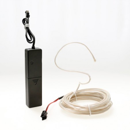 Bendable el wire 5m white battery-operated with sound sensor