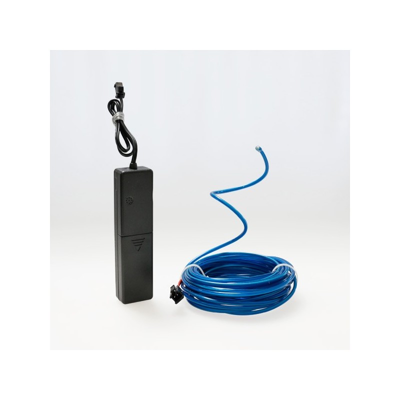 Cable luminoso moldeable 5 m azul a pilas con sensor de sonido