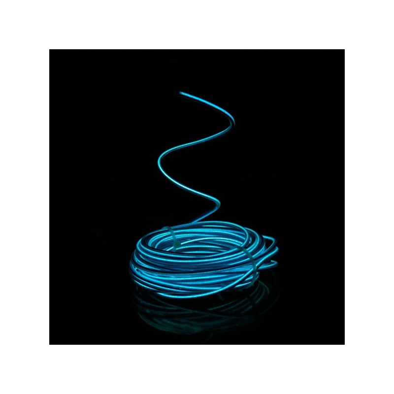Cable luminoso moldeable 5 m azul a pilas con sensor de sonido