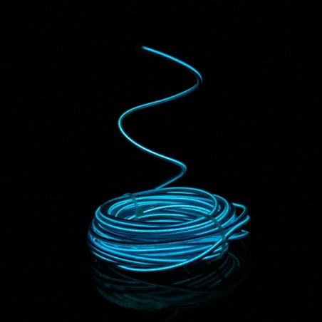 Cable luminoso moldeable 5 m azul a pilas con sensor de sonido