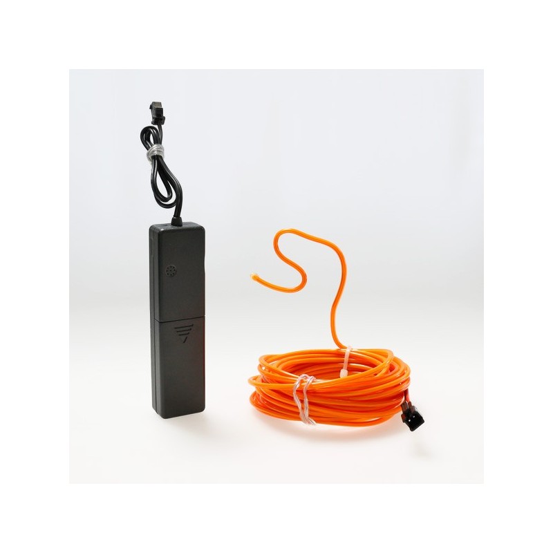 Bendable el wire 5m battery-operated orange with sound sensor