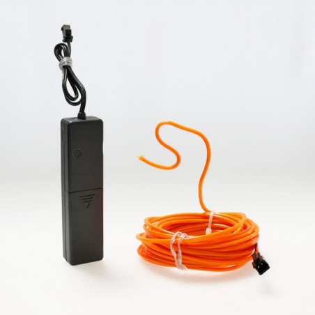 Cable luminoso moldeable naranja a pilas de 5 m con sensor de sonido