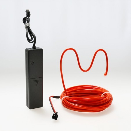 Cable luminoso moldeable 5 m rojo a pilas con sensor de sonido
