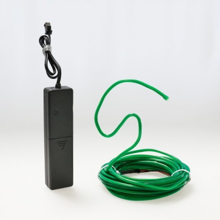 Bendable el wire 5m green battery-operated with sound sensor