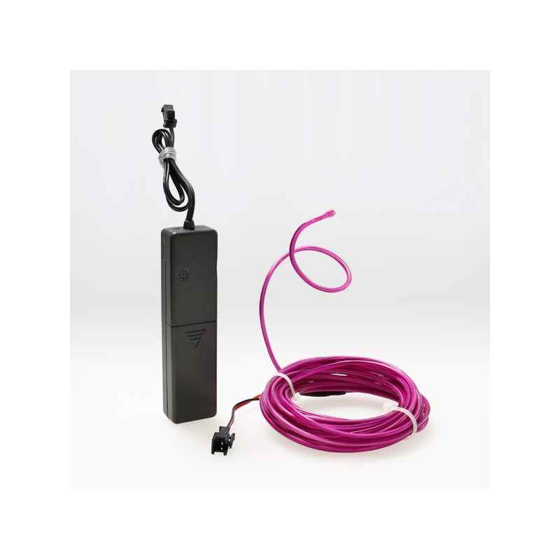 Bendable el wire 5m violet battery-operated with sound sensor