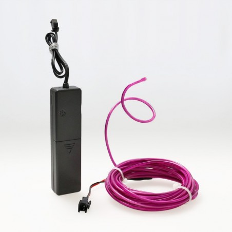 Bendable el wire 5m violet battery-operated with sound sensor