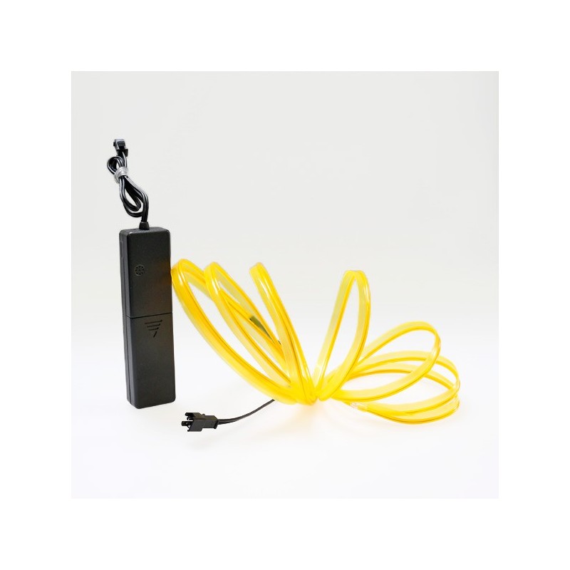 Cable luminoso bisel amarillo a pilas de 2 m con sensor de sonido