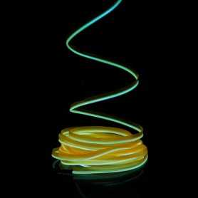 Cable luminoso bisel amarillo a pilas de 2 m con sensor de sonido
