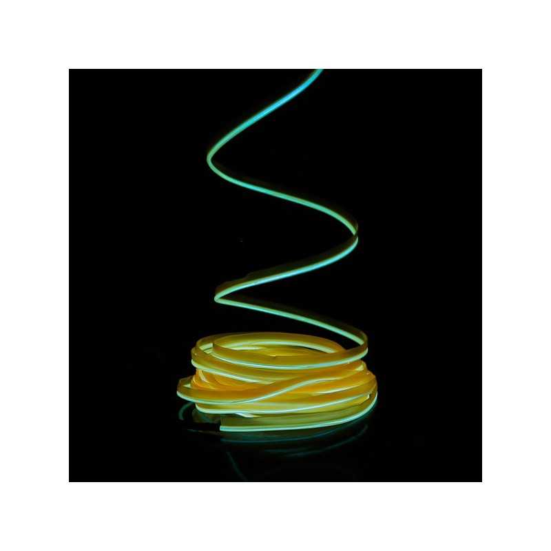 Cable luminoso bisel amarillo a pilas de 2 m con sensor de sonido