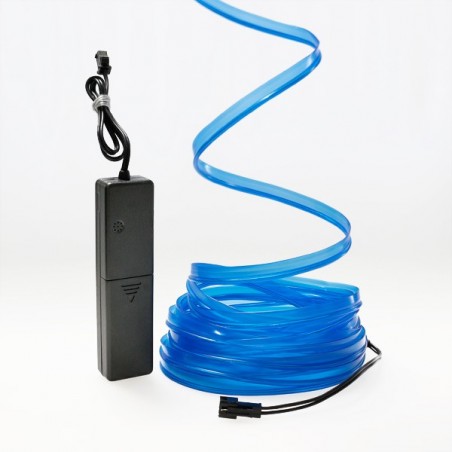 Fil néon collerette bleu 5m avec boîtier piles capteur de son