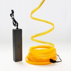 5m gelbes Neonkabel mit Batteriekasten und Tonabnehmer