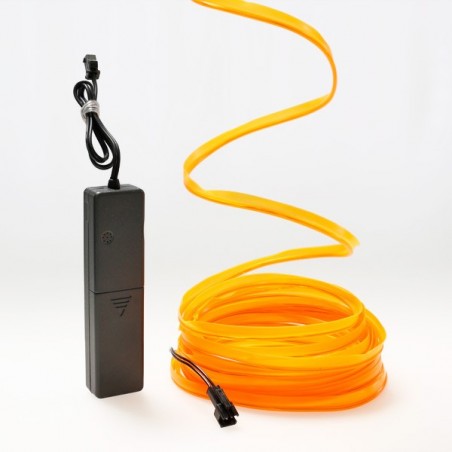 Cable cable luminoso para ropa naranja 5m con sensor de sonido caja de batería