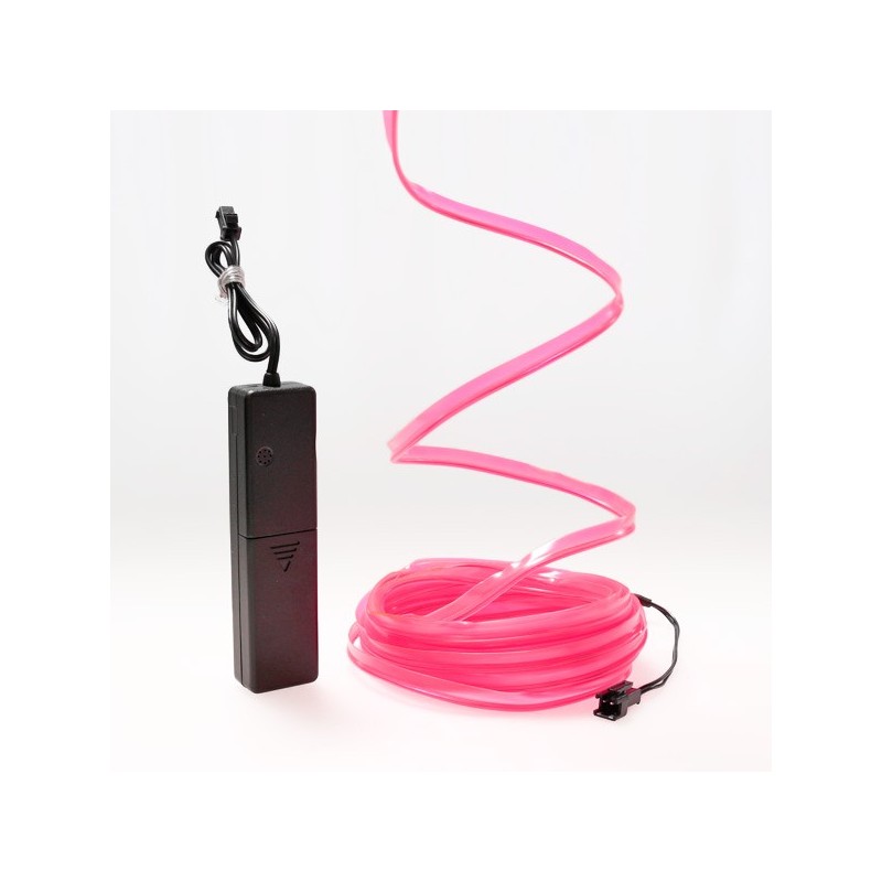 5 m rosafarbenes Neonkabel mit Batteriegehäuse und Tonabnehmer