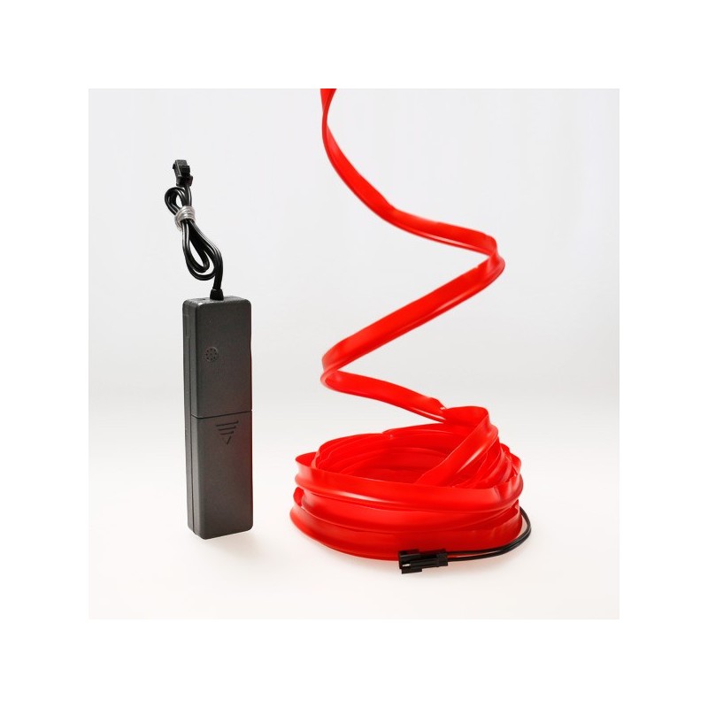 Cable cable luminoso para ropa rojo 5m con sensor de sonido caja de batería