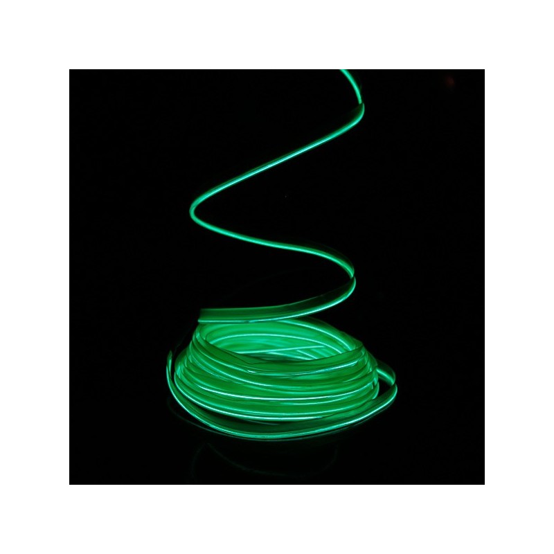 Cable cable luminoso para ropa verde 5m con caja de batería del sensor de sonido