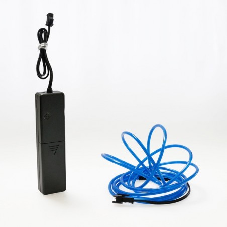 Cable luminoso azul 2m con caja de pilas sensor de sonido