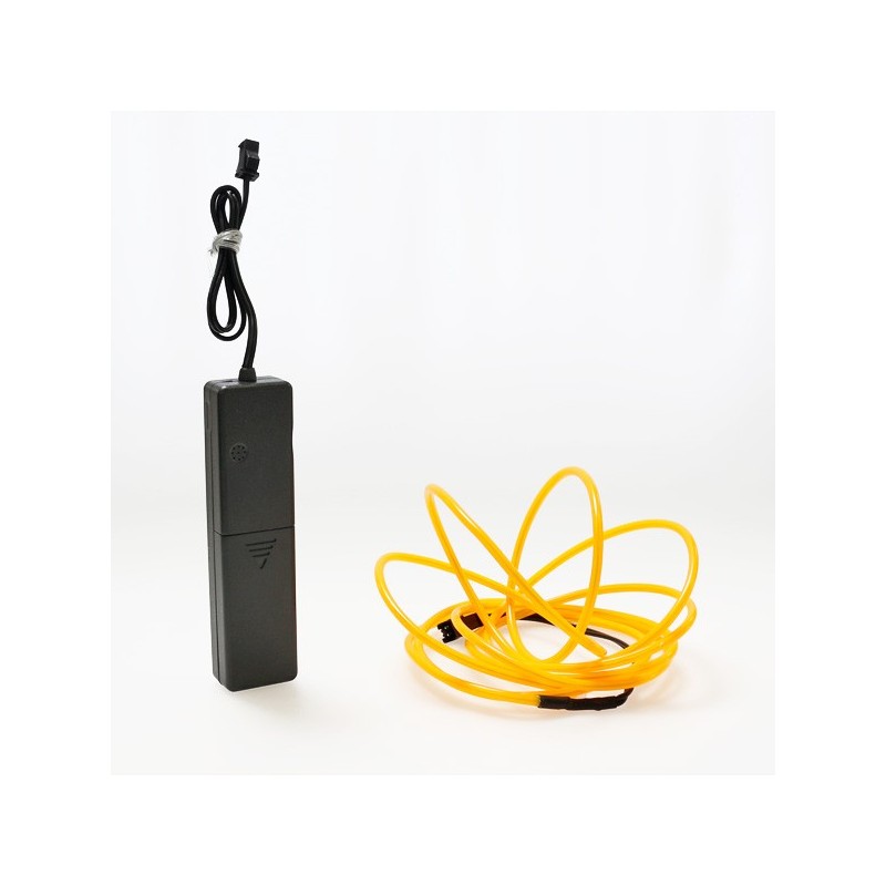 Cable luminoso amarillo 2m con caja de pilas sensor de sonido