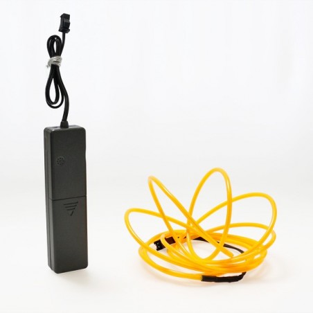 Cable luminoso amarillo 2m con caja de pilas sensor de sonido