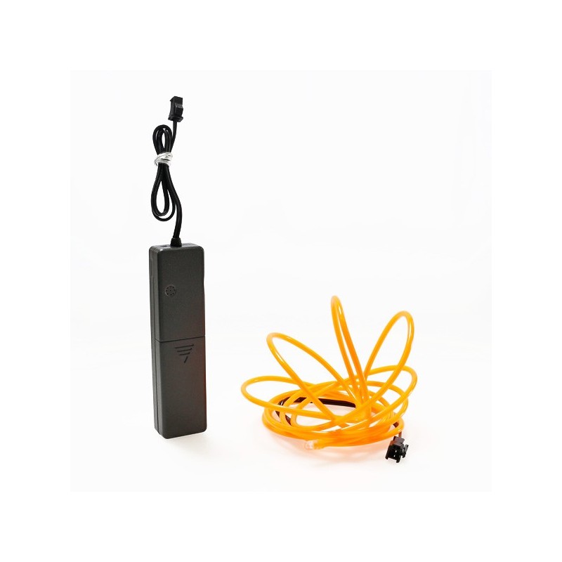 Cable luminoso naranja 2m con caja de pilas sensor de sonido