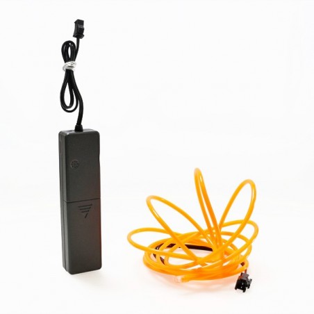 Orangefarbener Leuchtfaden 2m mit Batteriegehäuse Tonsensor