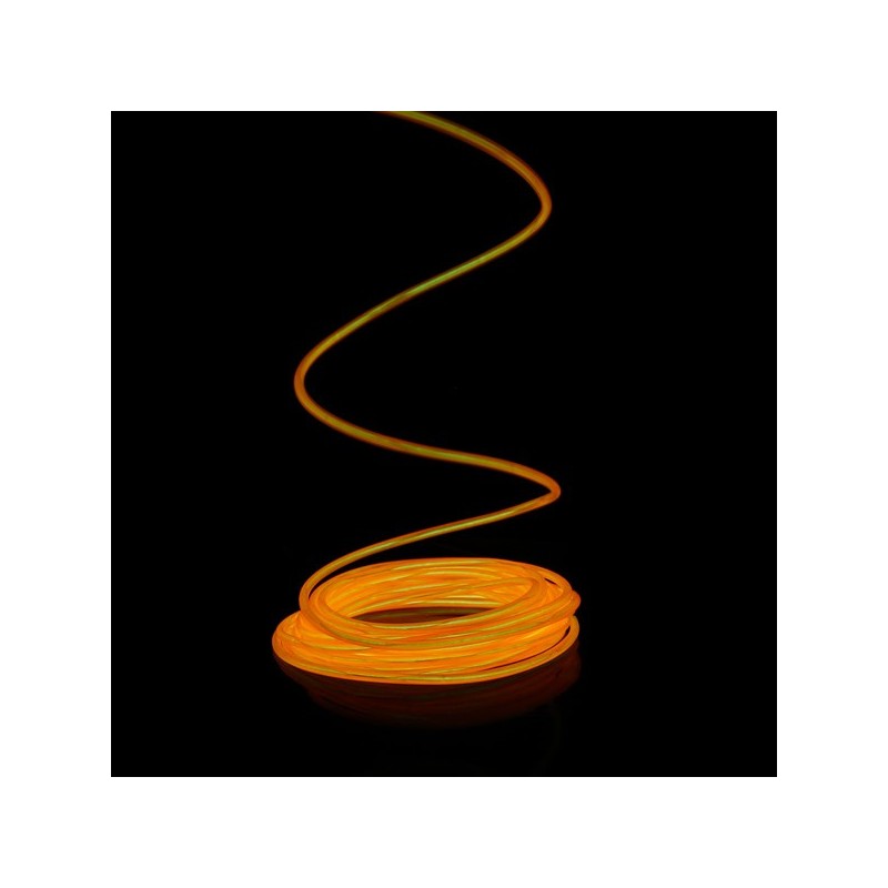 Orangefarbener Leuchtfaden 2m mit Batteriegehäuse Tonsensor