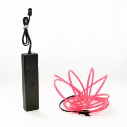 2 m rosafarbener Leuchtfaden mit Batteriegehäuse und Tonabnehmer