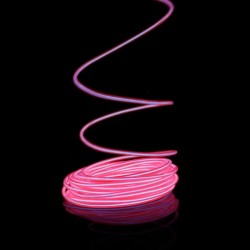 Cable luminoso rosa 2m con caja de pilas sensor de sonido