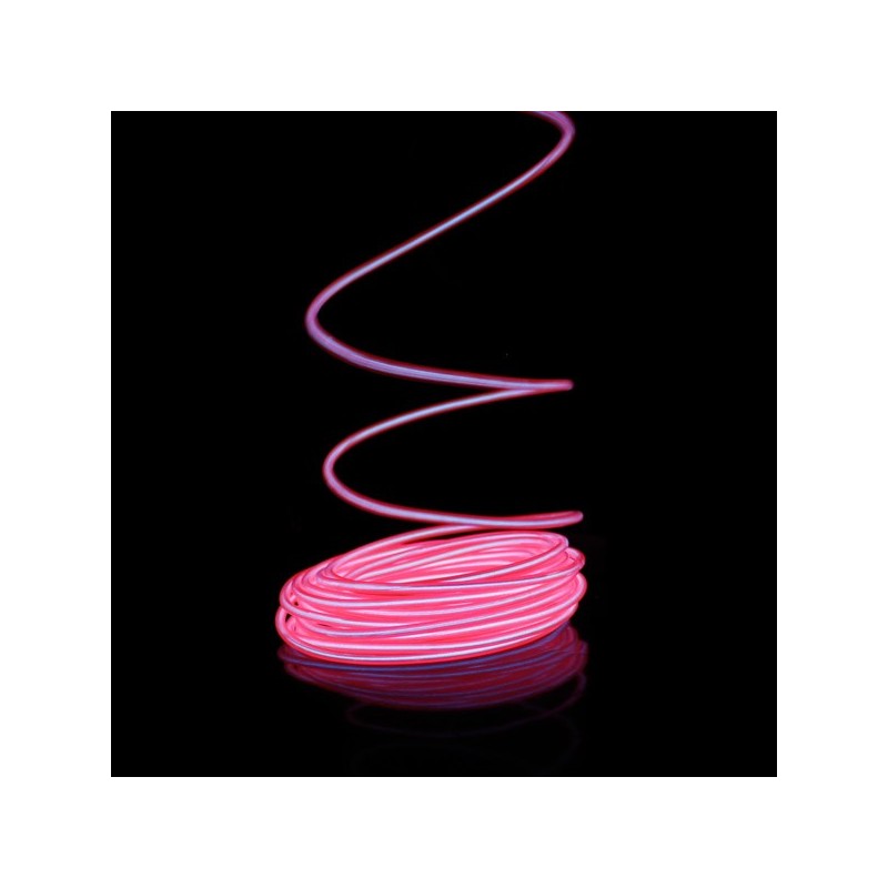Cable luminoso rosa 2m con caja de pilas sensor de sonido