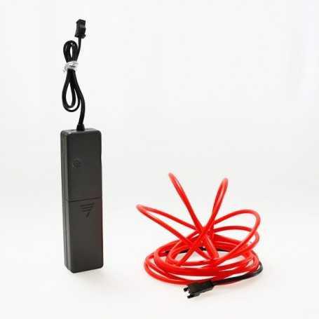 2m roter Leuchtfaden mit Batteriegehäuse und Tonsensor