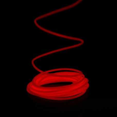 2m roter Leuchtfaden mit Batteriegehäuse und Tonsensor