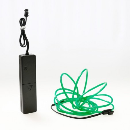 Cable luminoso verde 2m con caja de pilas sensor de sonido