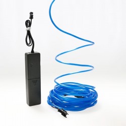 Cable luminoso azul 5m con pilas transformador sensor de sonido
