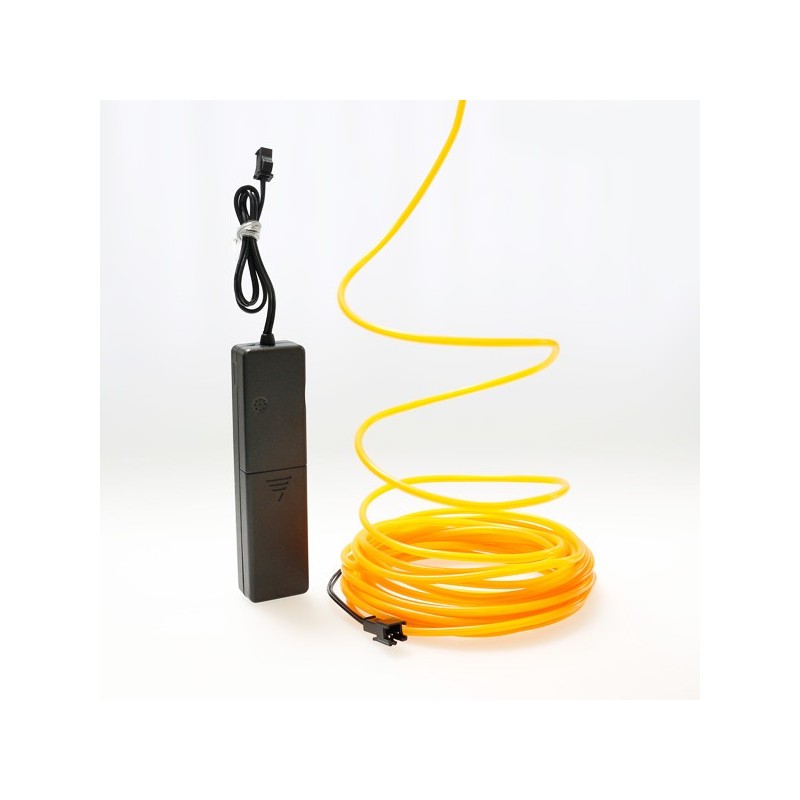 Cable luminoso amarillo 5m con pilas transformador sensor de sonido