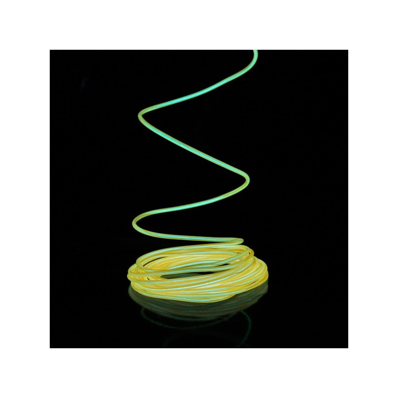 Cable luminoso amarillo 5m con pilas transformador sensor de sonido