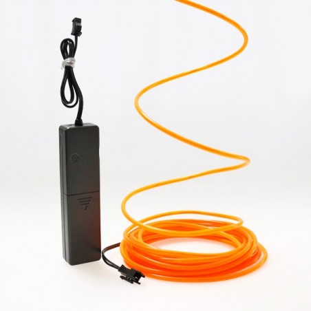Cable luminoso naranja 5m con pilas transformador sensor de sonido