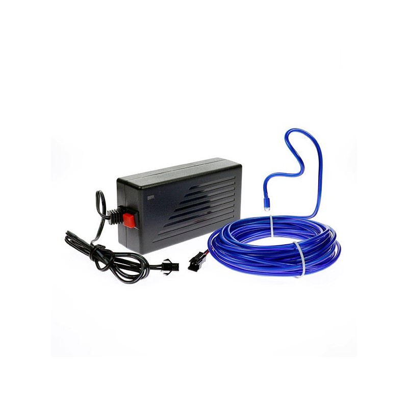 Cable luminoso flex azul de 5 m para decoración del hogar con transformador 220V + intermitente
