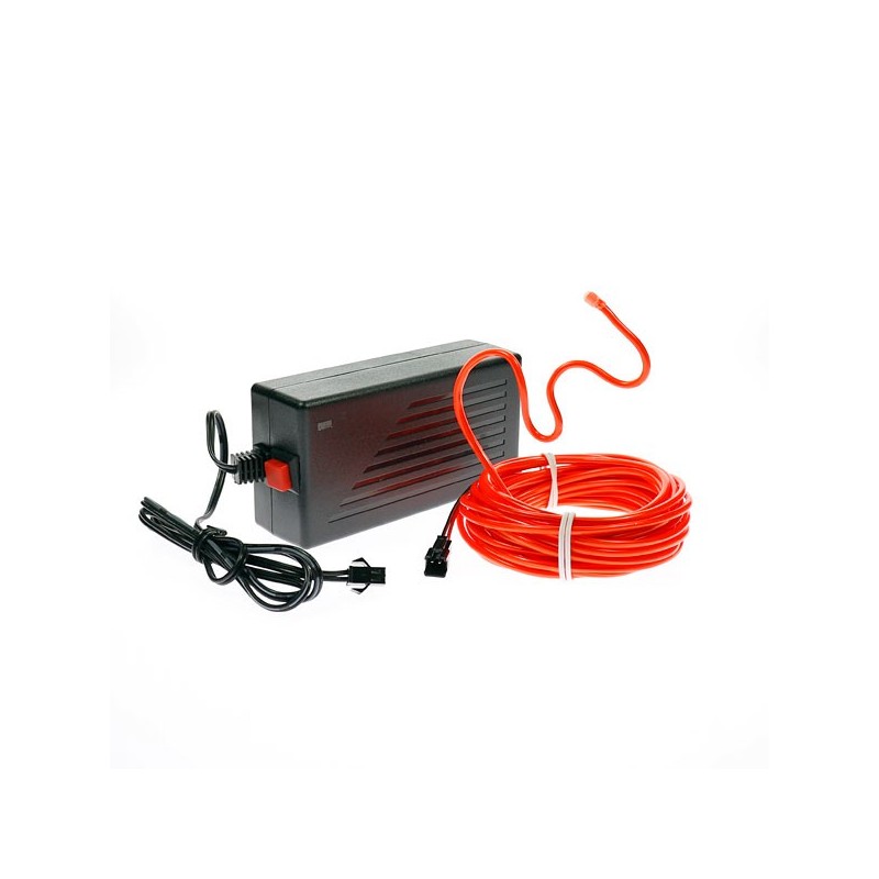 Cable luminoso flex rojo de 5 m para decoración del hogar con transformador 220V + intermitente