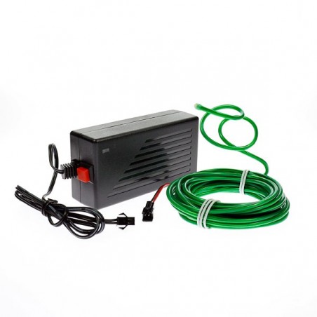 Cable luminoso flex verde de 5 m para decoración del hogar con transformador 220V + intermitente