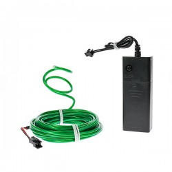 Cable luminoso actividad de ocio creativo flexiforme verde a pilas de 5 m