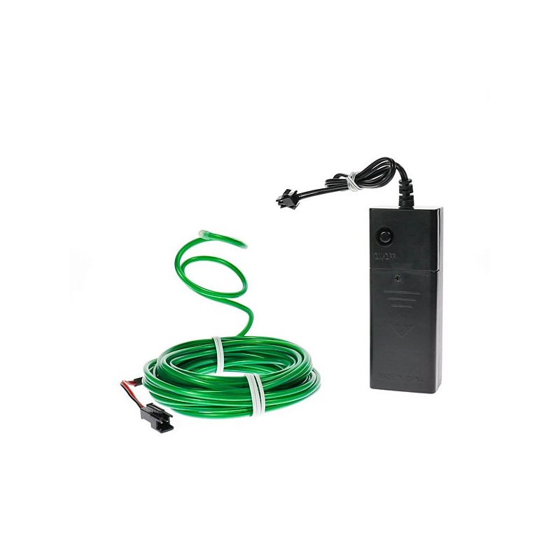Cable luminoso actividad de ocio creativo flexiforme verde a pilas de 5 m