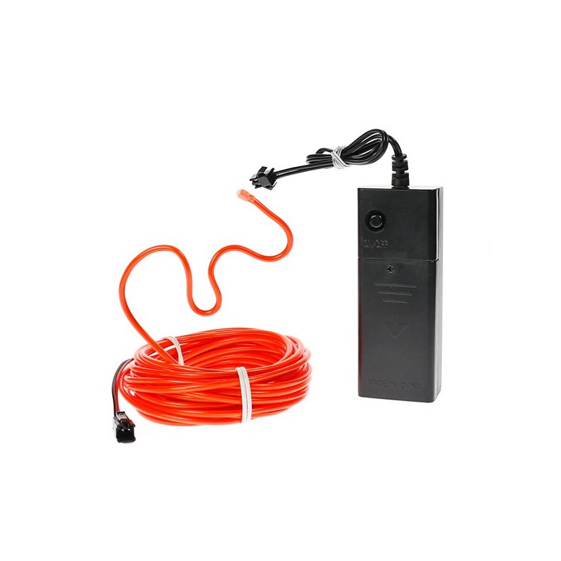 Cable luminoso flexiforme rojo de ocio creativo a pilas de 5 m