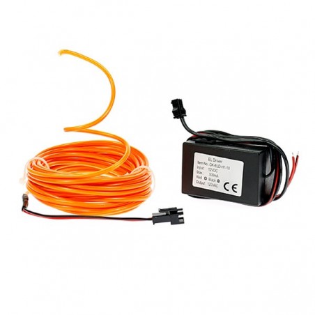 Cable luminoso moto tuning flex naranja 12 voltios de 5m